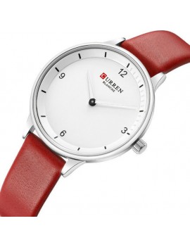 Γυναικείο ρολόι ασημί με κόκκινο λουράκι